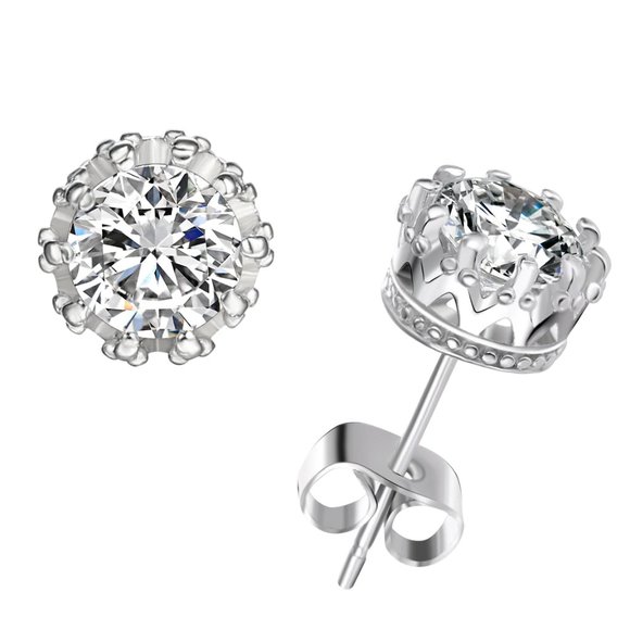 3/$35 💗 Swarovski Crystals 2-CTW Crown Stud Earrings - Picture 3 of 6